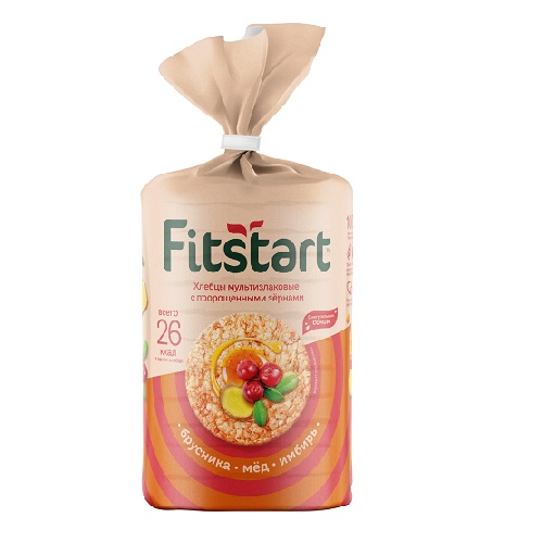 Fitstart хлебцы мультизлаковые Брусника, имбирь и мед, 100 гр